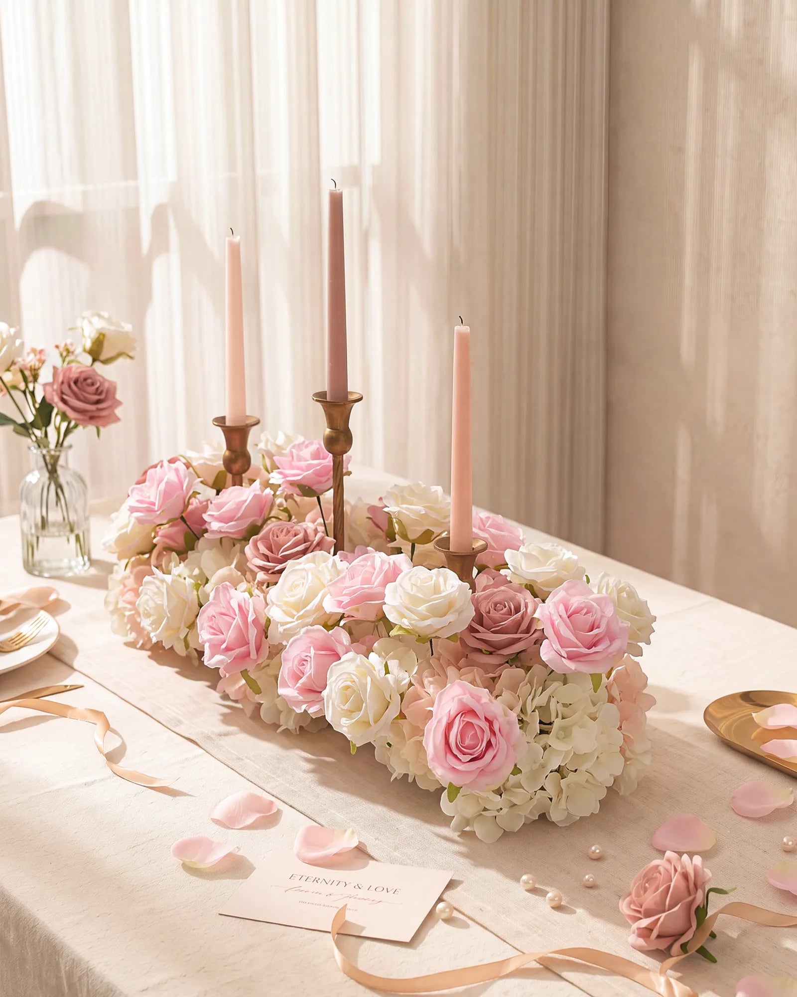 Uflower Pink and White DIY Wedding Flower Kit – Artificial Floral Arrangement Box MJ89001-01
