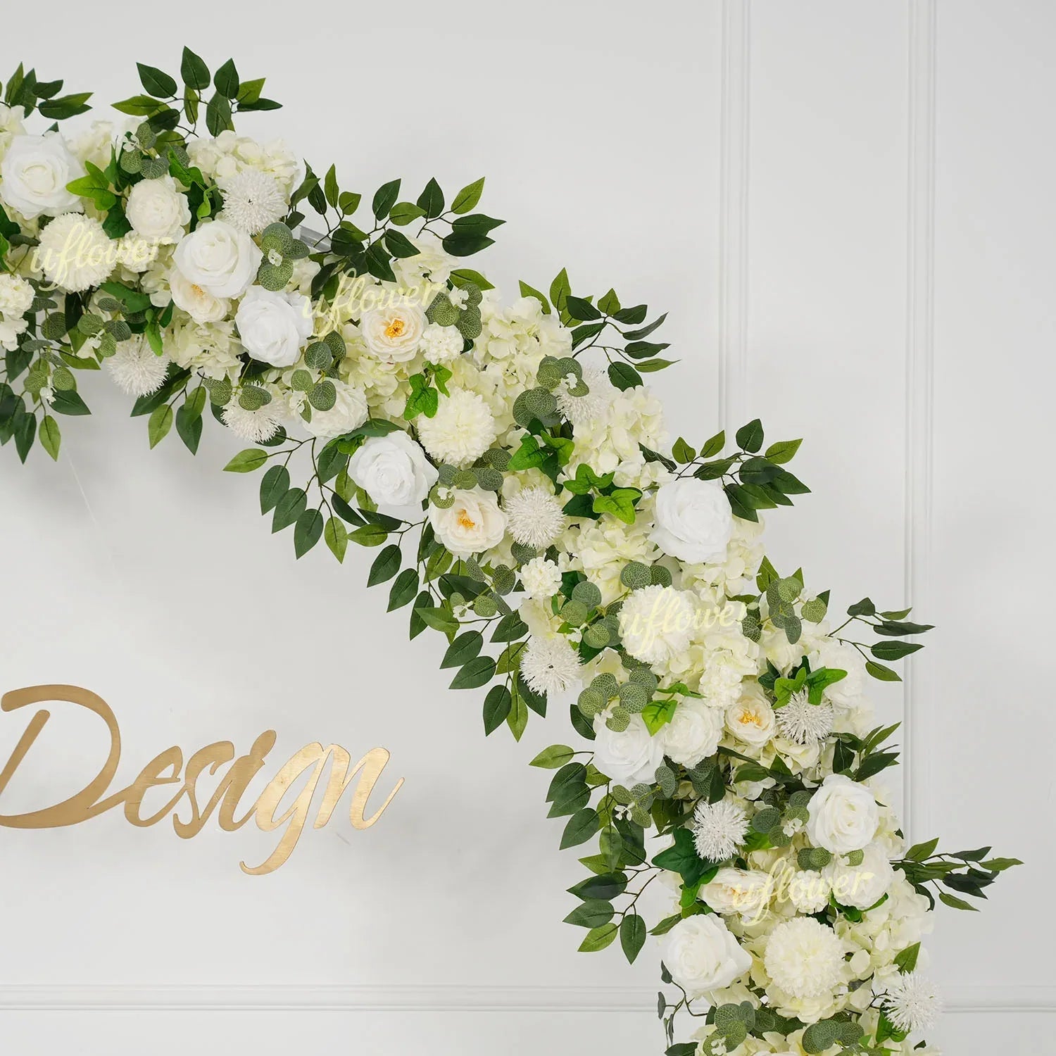 Uflower White Rose Greenery Floral Door Arch Wedding Party Backdrop Decoration SET80199 - Uflower