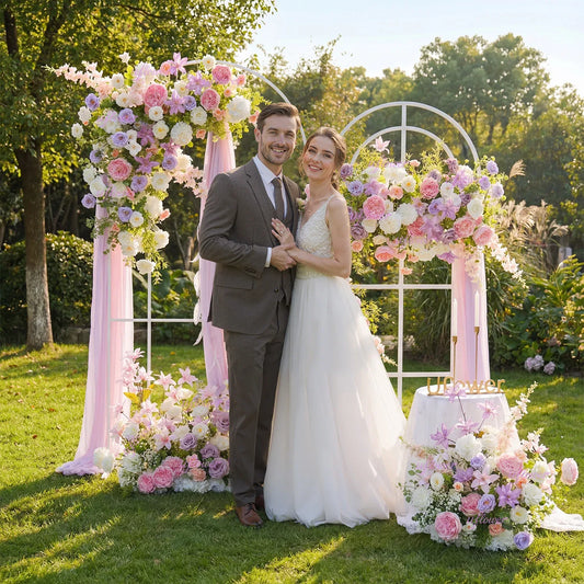Uflower Artificial Purple Pink Wedding KT Backdrop Flower Row Decor SET80077 - Uflower