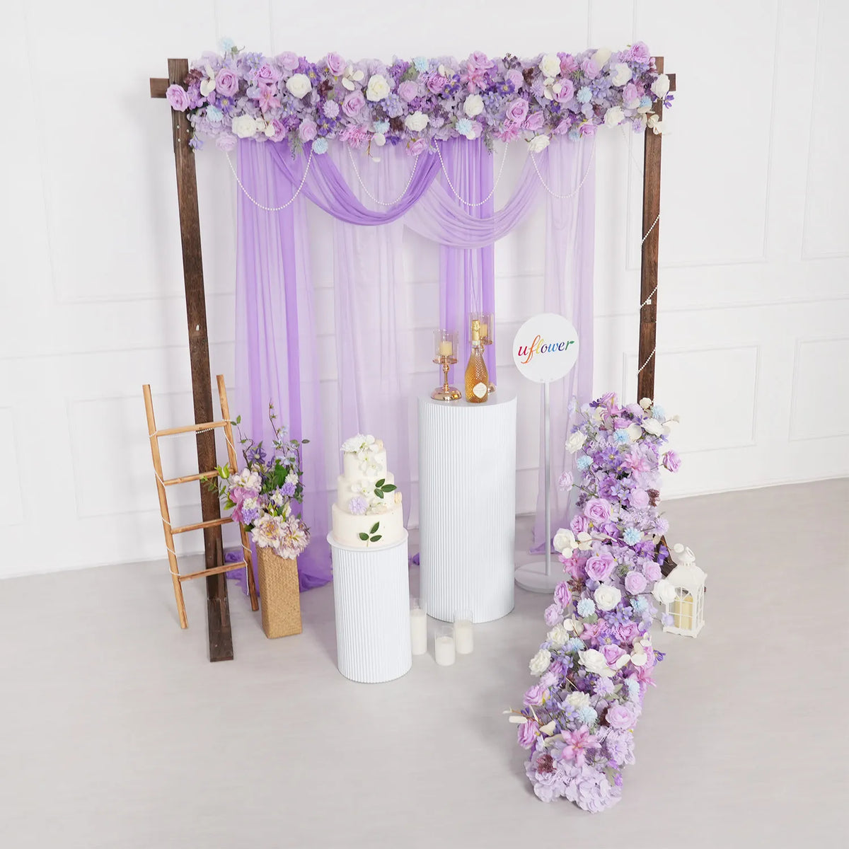 Uflower Purple Table Runner Sofa Floral Wedding Backdrop Decor MC80093-05