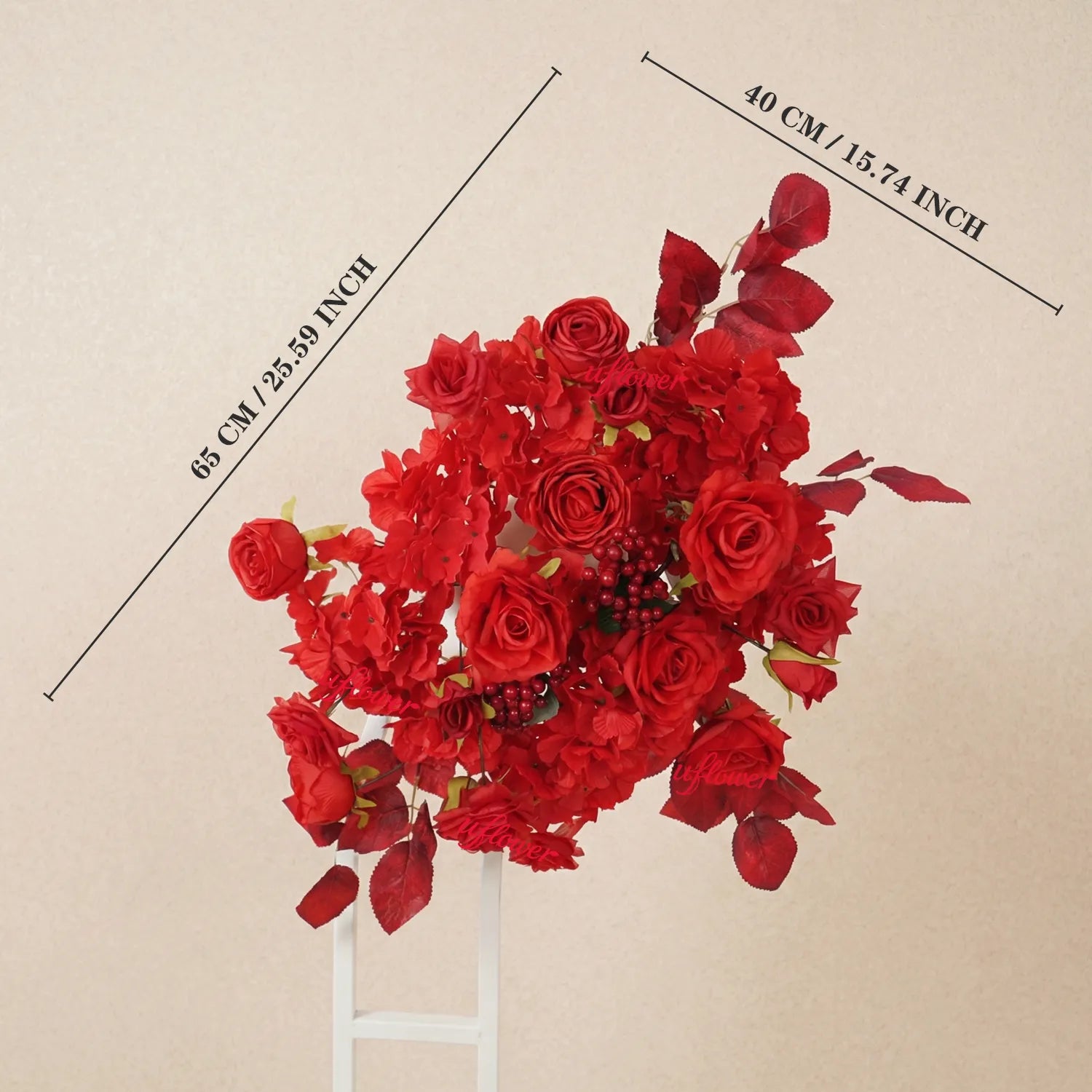 Uflower Artificial Red Rose Wedding KT Backdrop Flower Row Decor SET80203