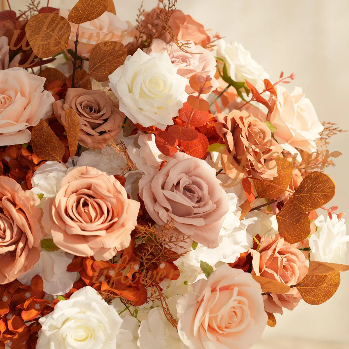 Uflower Coffee Fall Rose Hang Flower Floor Floral Wedding Party Event Props SET80154 - Uflower