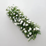 Uflower White Rose Green Leaf Floral Row Decor Wedding Backdrop Door Arch SET80147 - Uflower