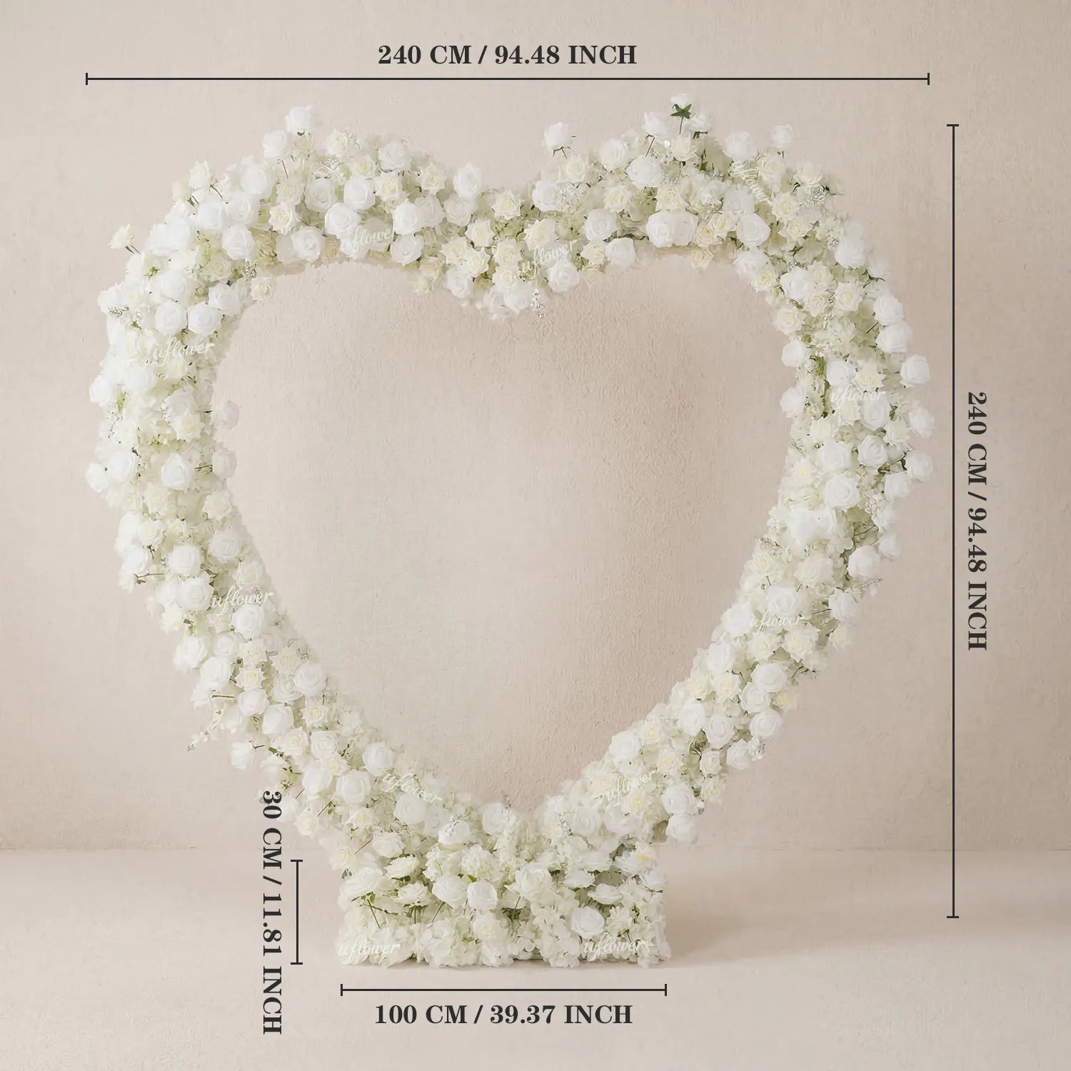 Uflower Artificial White Rose Heart Arch Wedding Decor SET80247-02