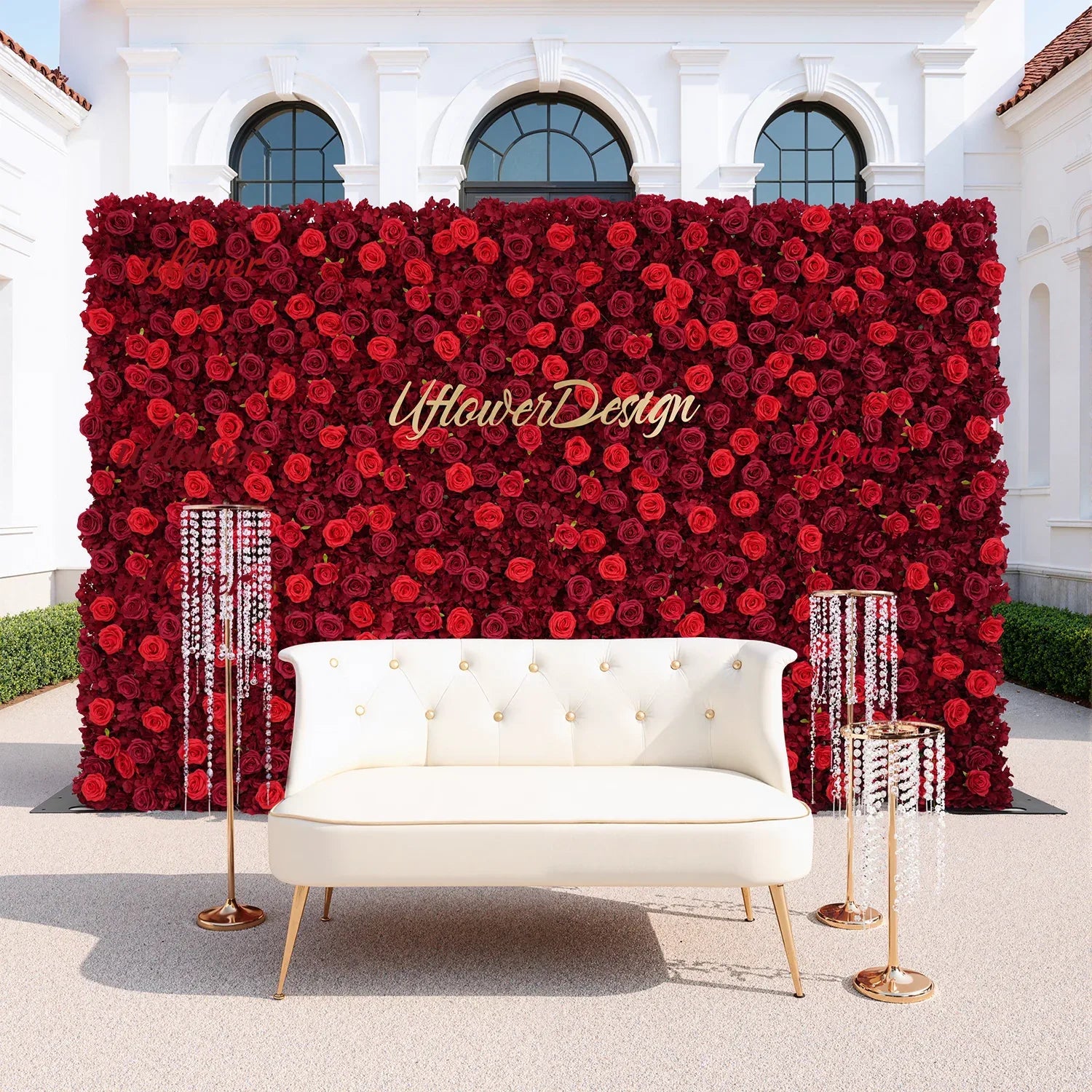 Uflower Artificial Red Rose Wedding Flower Wall Decoration SET80028 - Uflower