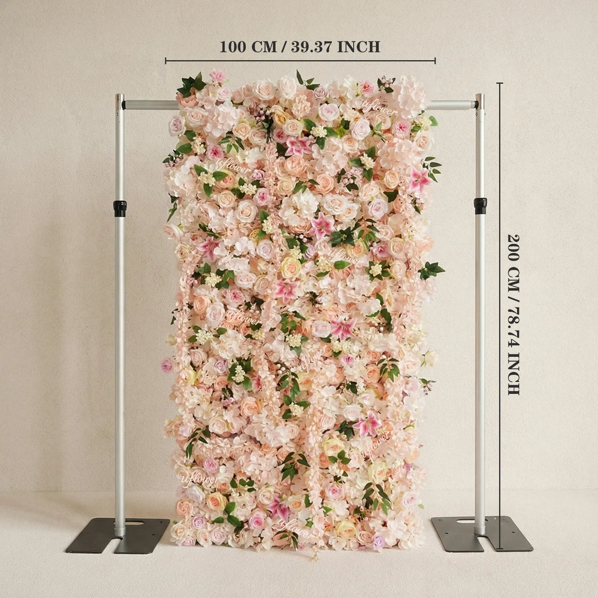 Uflower Toile de fond murale fleurie glycines rose poudré pour mariage et fête SET80232