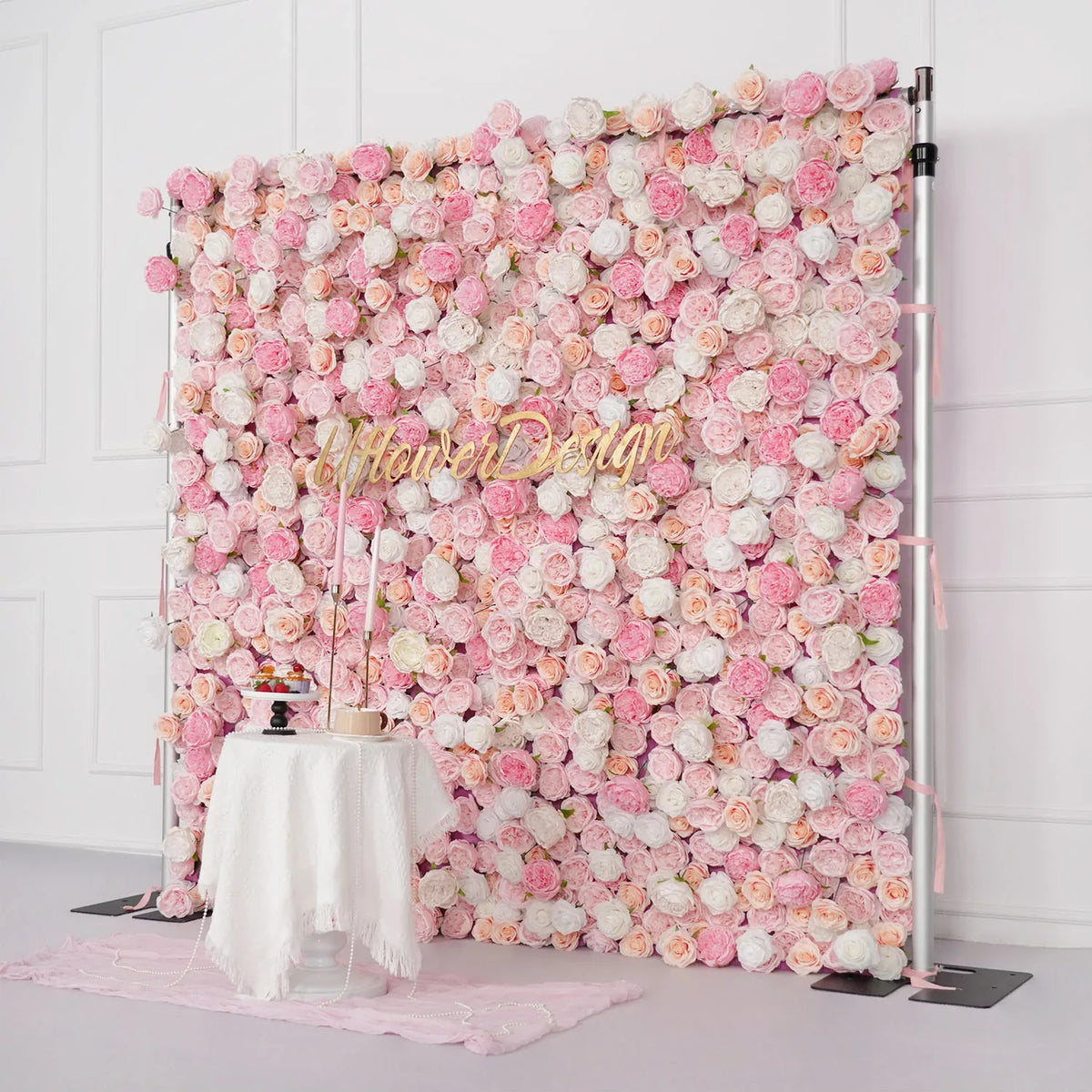 Uflower Artificial Pink Rose Wall Wedding Backdrop Decor SET80070 - Uflower