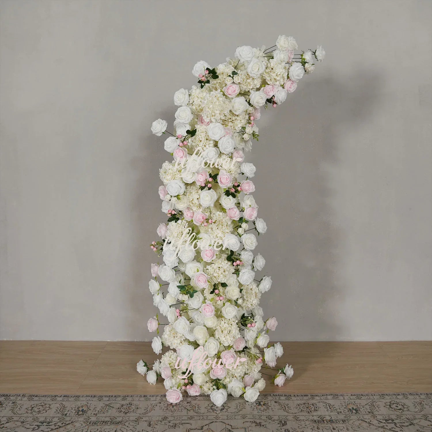 Uflower Pink White Rose Floral Horn Arch Wedding Party Backdrop Decor SET80143 - Uflower