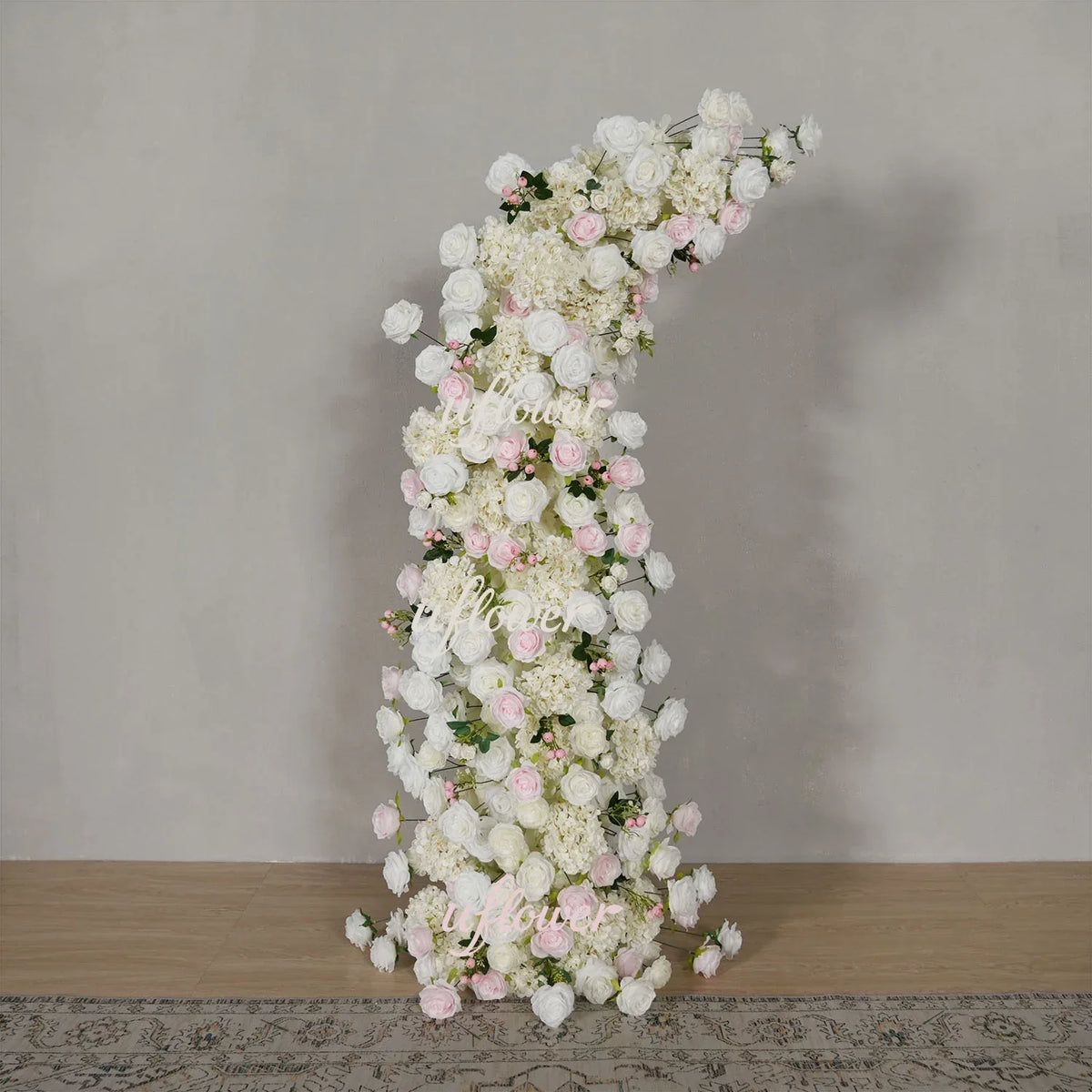Uflower Pink White Rose Floral Horn Arch Wedding Party Backdrop Decor SET80143 - Uflower