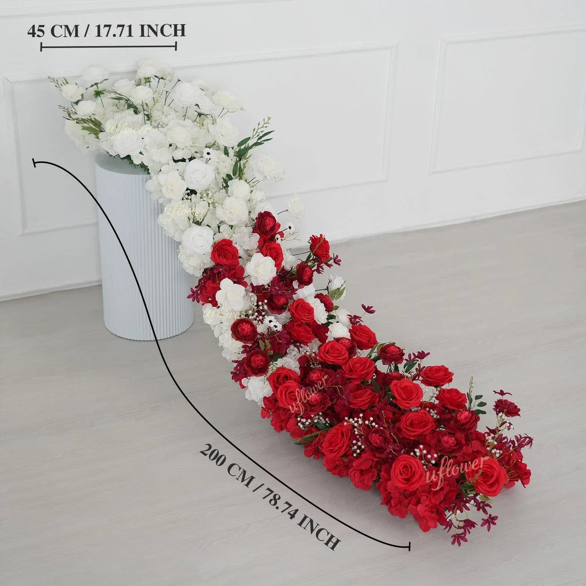 Uflower Artificial Red White Rose Flower Row Wedding KT Backdrop Decor SET80196 - Uflower