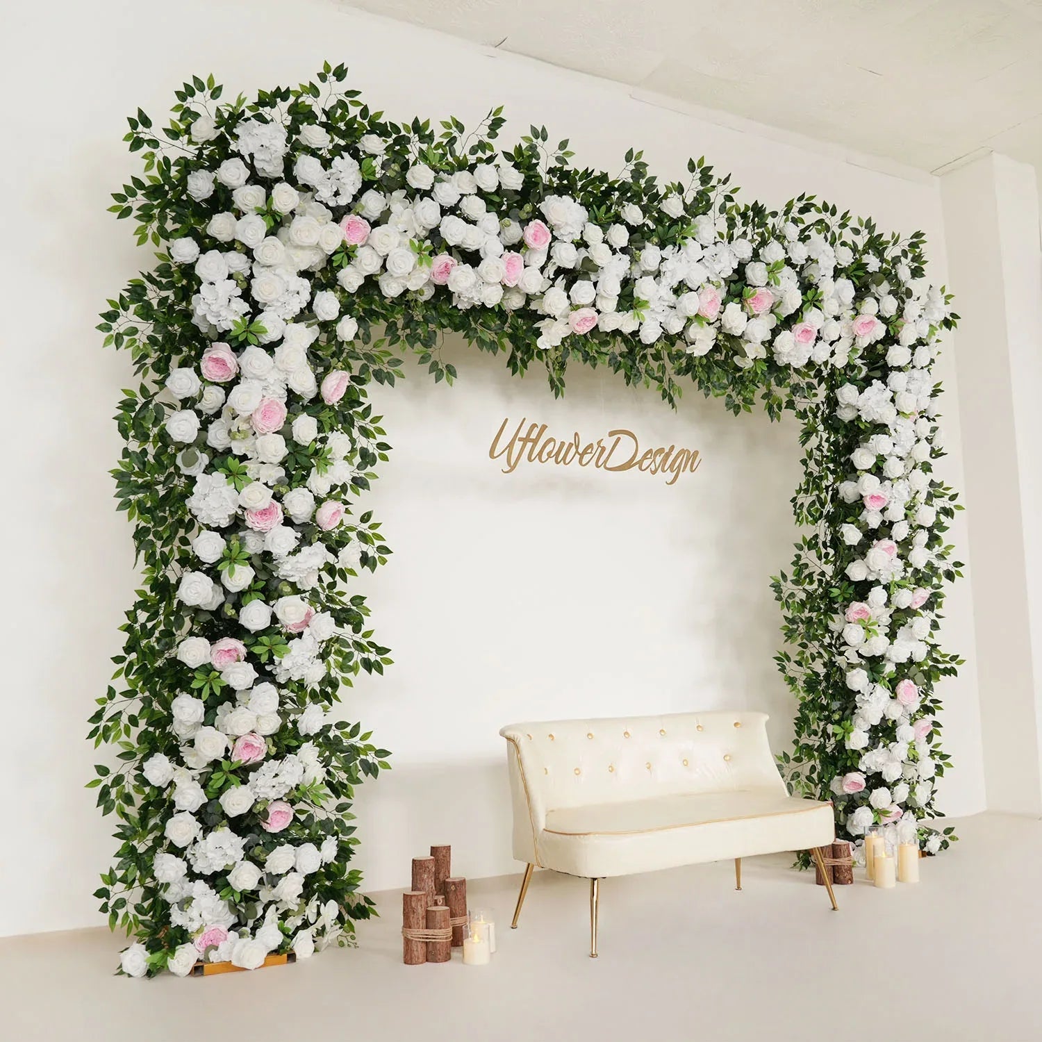 Uflower White Rose Wedding Background Flower Arrangement Arch Decoration SET80002-01 - Uflower