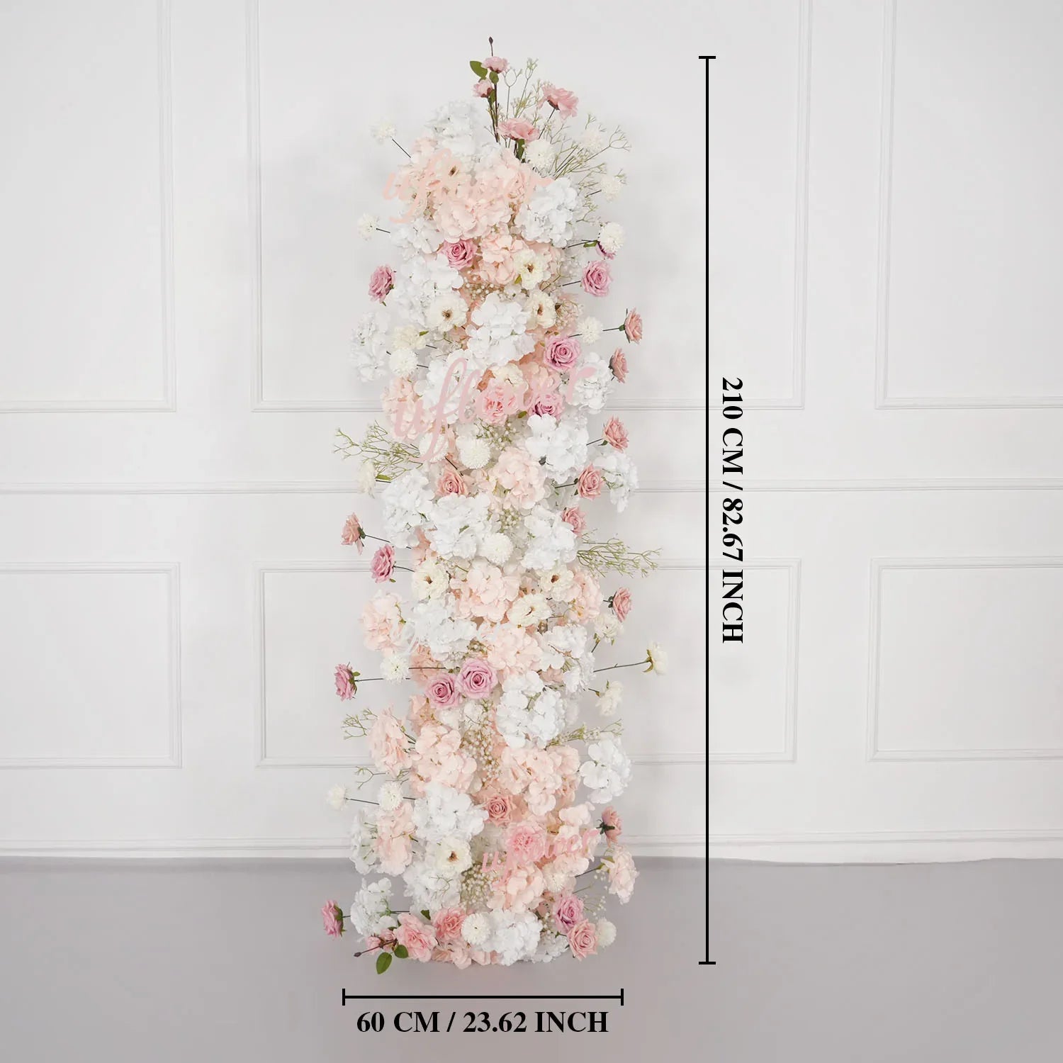 Uflower Artificial Pink White Flower Row Wedding KT Backdrop Decor MC80144-01 - Uflower