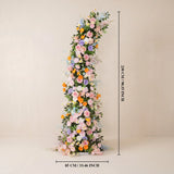 Uflower Pink Orange Greenery Floral Horn Arch Wedding Party Backdrop Decor SET80234