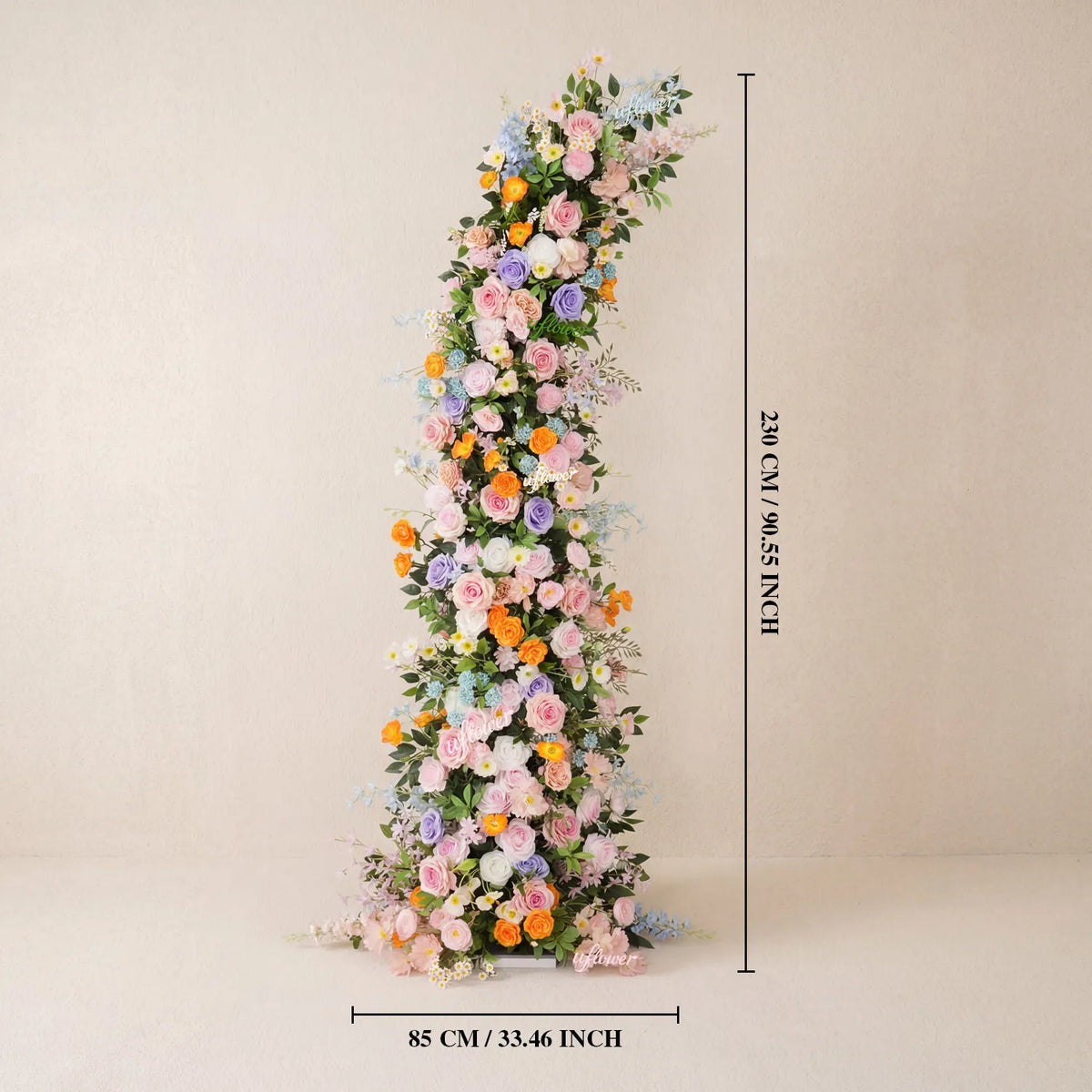 Uflower Pink Orange Greenery Floral Horn Arch Wedding Party Backdrop Decor SET80234
