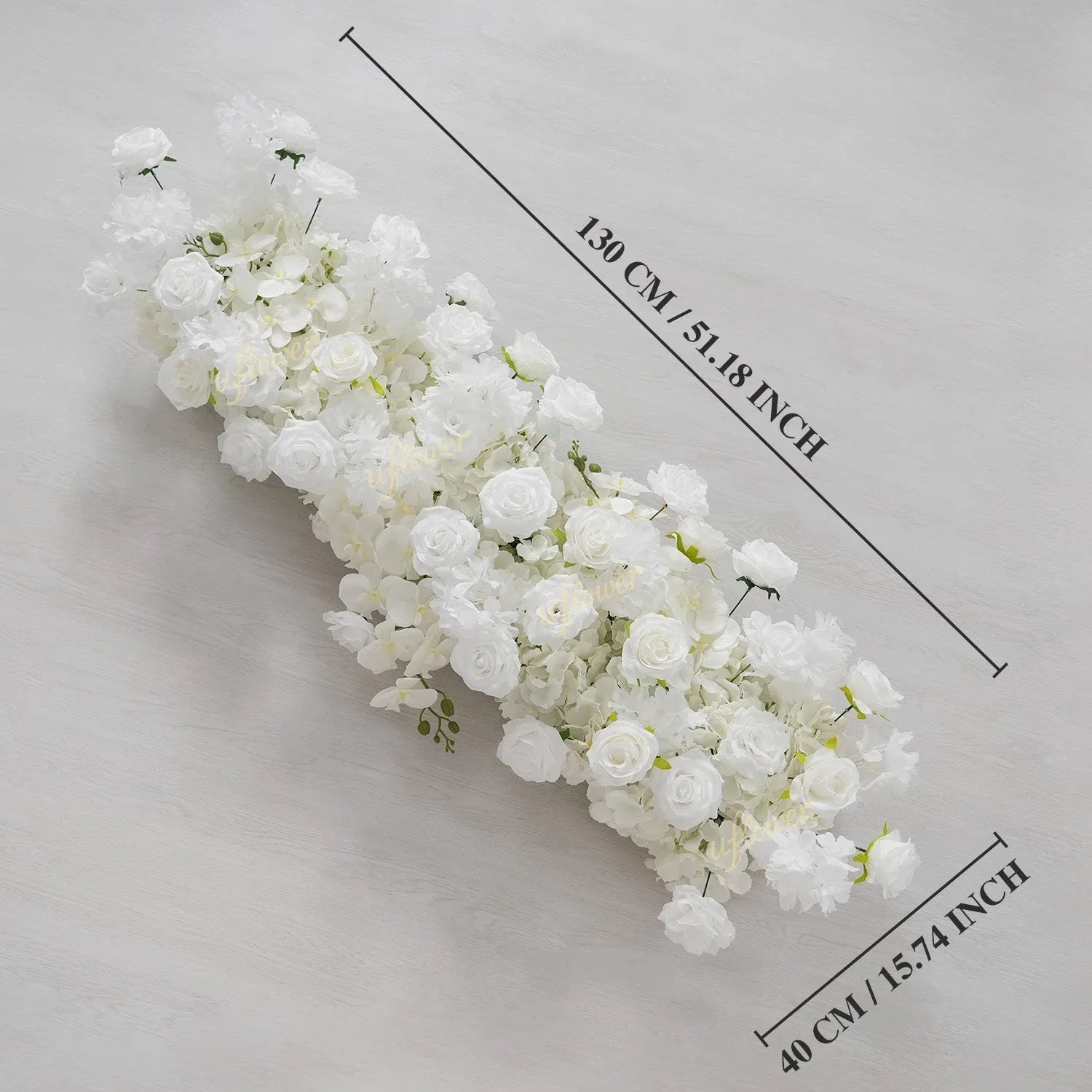 Uflower White Orchid Rose Table Runner Sofa Floral Wedding Backdrop Decor SET80185 - Uflower