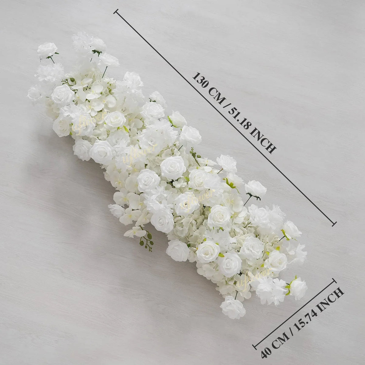 Uflower White Orchid Rose Table Runner Sofa Floral Wedding Backdrop De