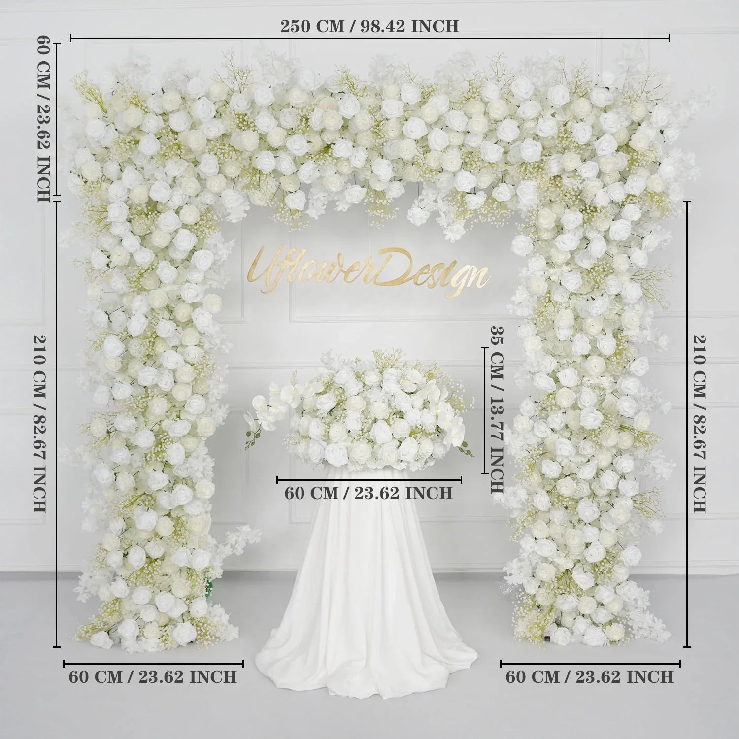 Uflower White Baby breath Rose Wedding Backdrop Arch Decor SET80064-01 - Uflower