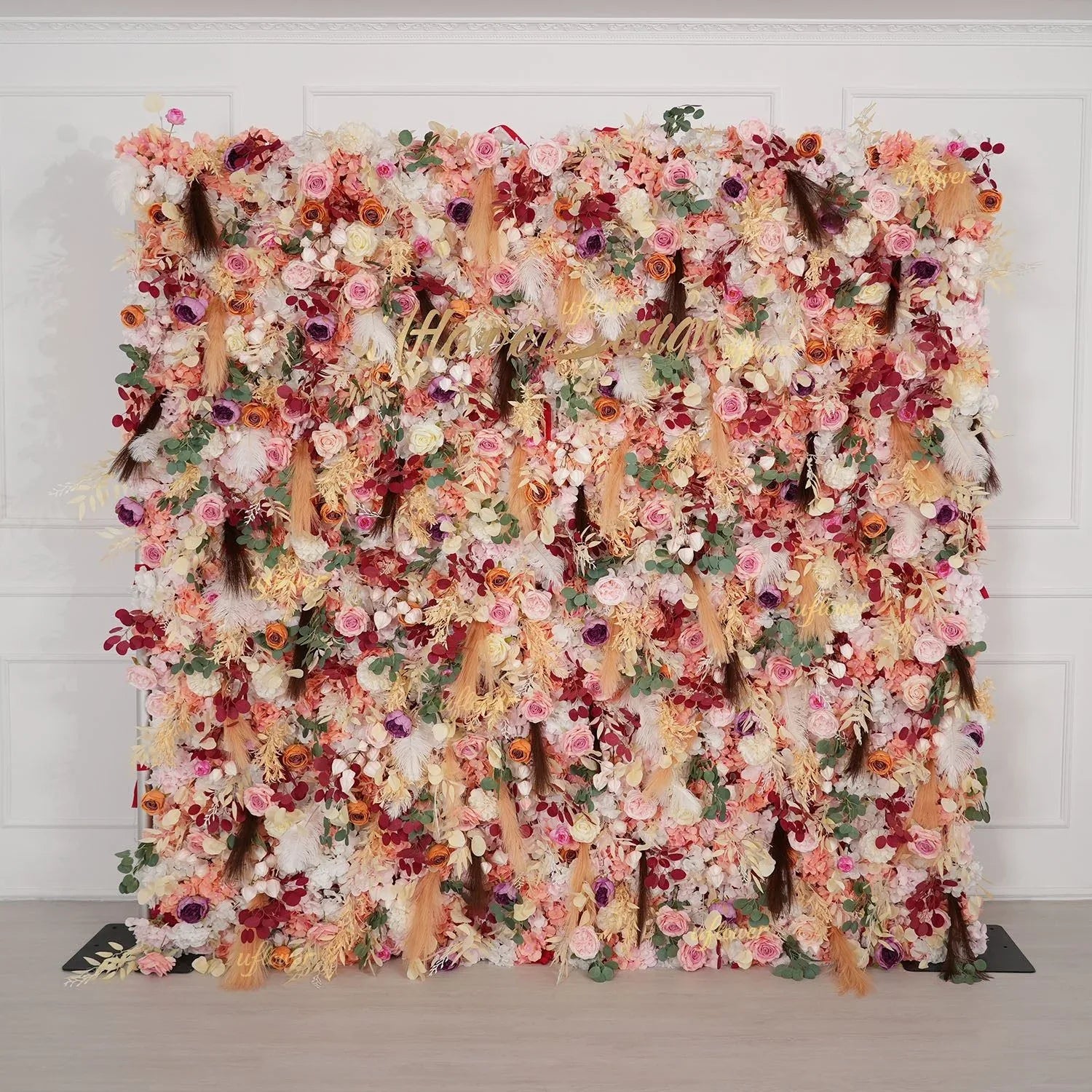 Uflower Champagne Khaki 5D Flower Wall Wedding Party Proposal Decor SET80175 - Uflower