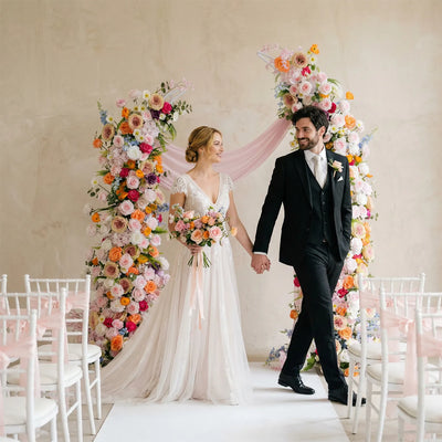 Uflower Colored Flower Row Wedding Backdrop Horn Arch Party Event Decor Props SET80133