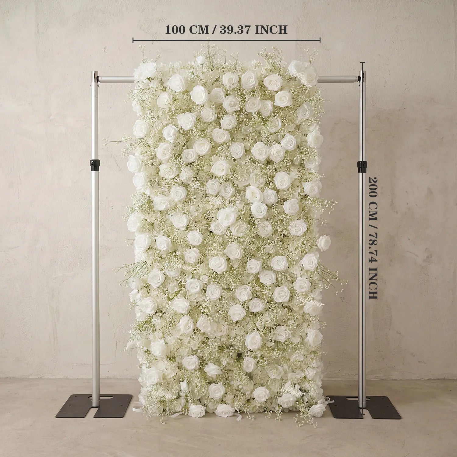 Uflower White Rose Baby's Breath Flower Wall Wedding Party Proposal Decor SET80226