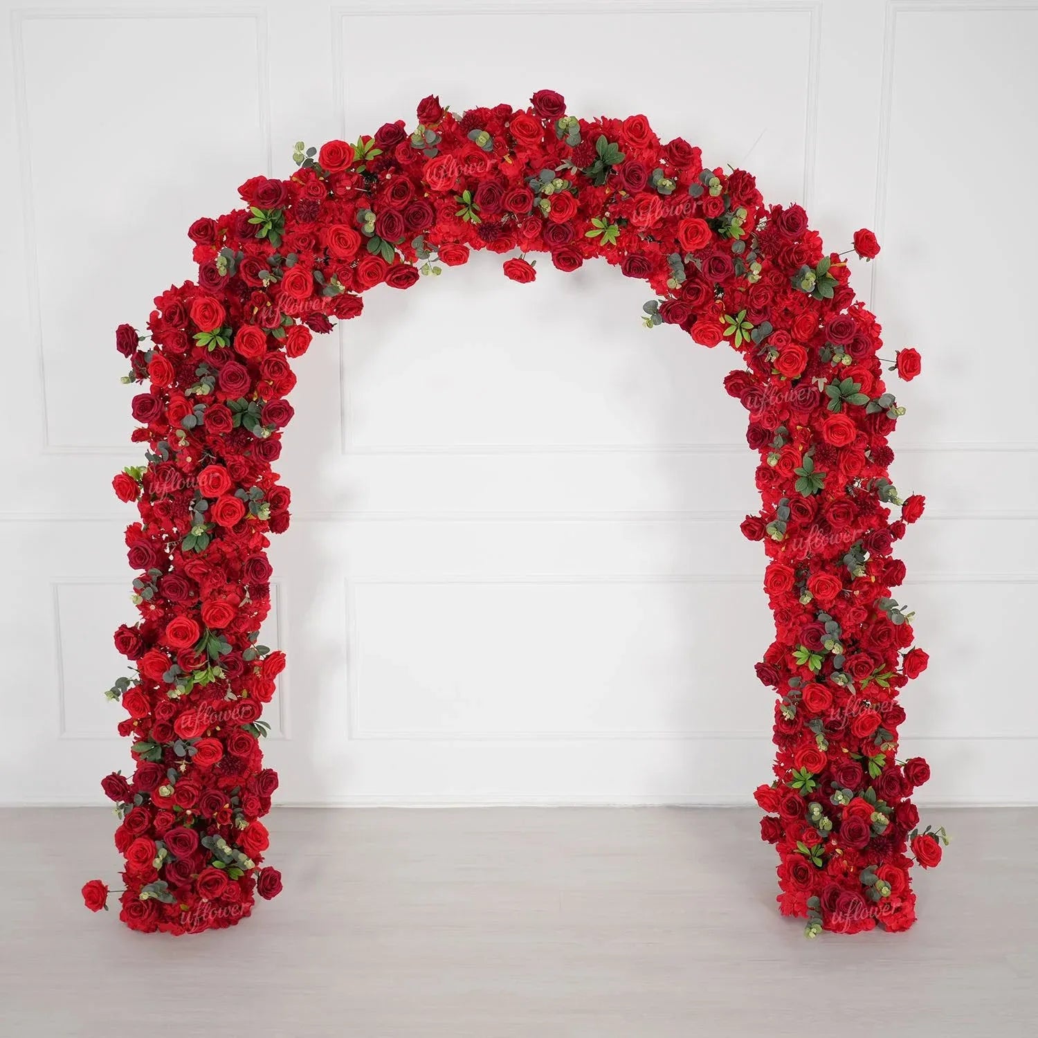 Uflower Red Rose Greenery Floral Door Arch Wedding Party Backdrop Decoration SET80174 - Uflower