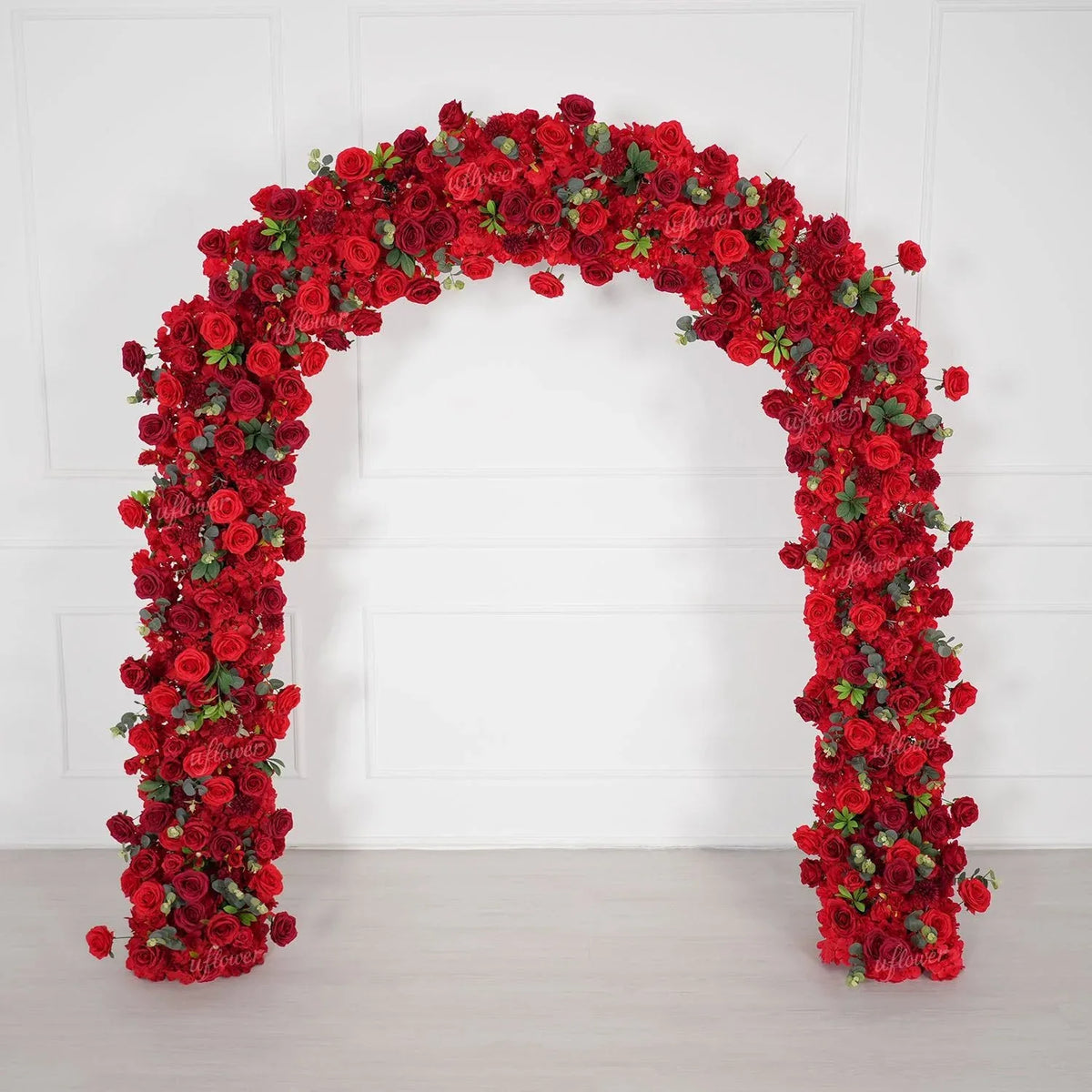 Uflower Red Rose Greenery Floral Door Arch Wedding Party Backdrop Decoration SET80174 - Uflower