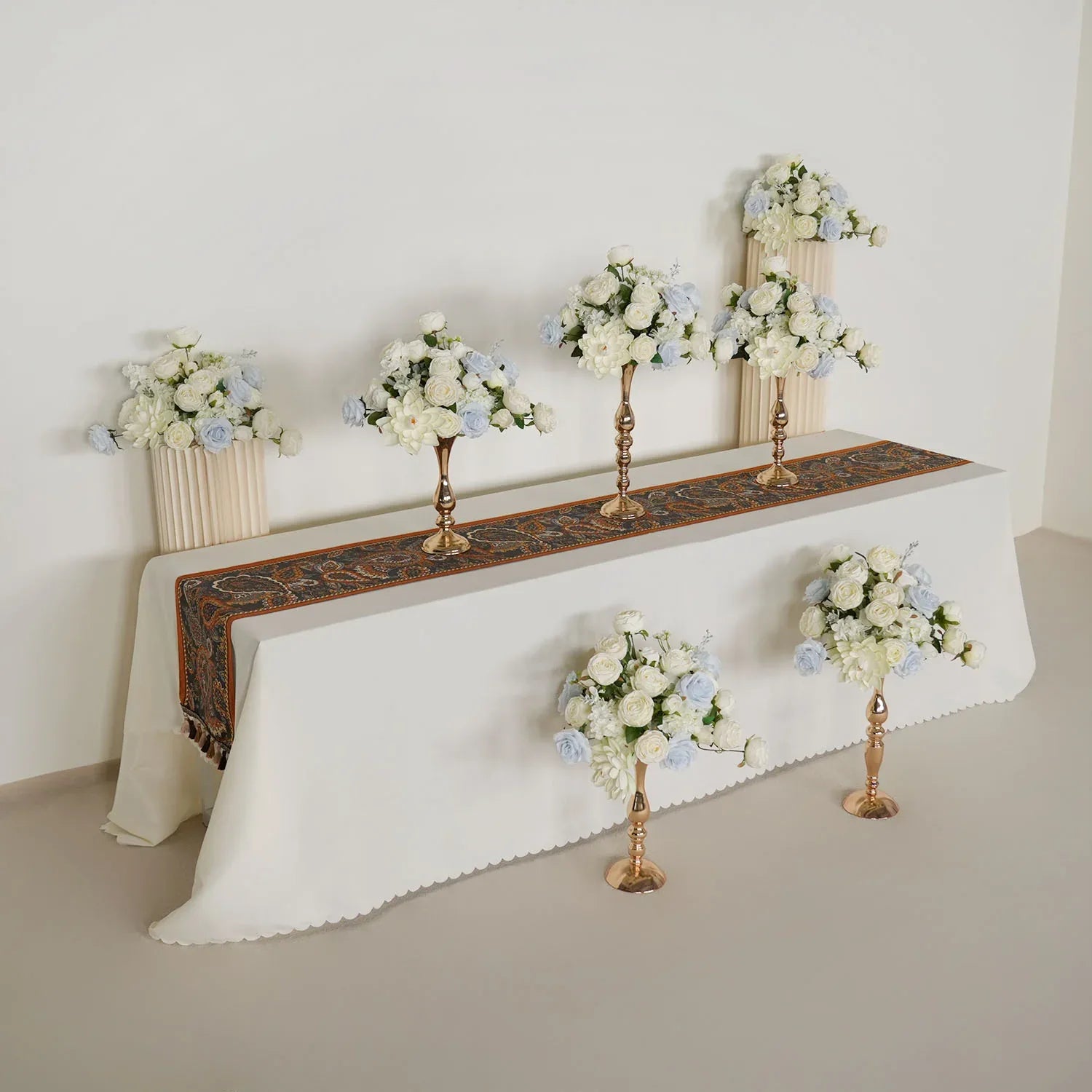 Uflower White Rose Wedding Table Centerpiece Flower Arrangement MD80041-01 - Uflower