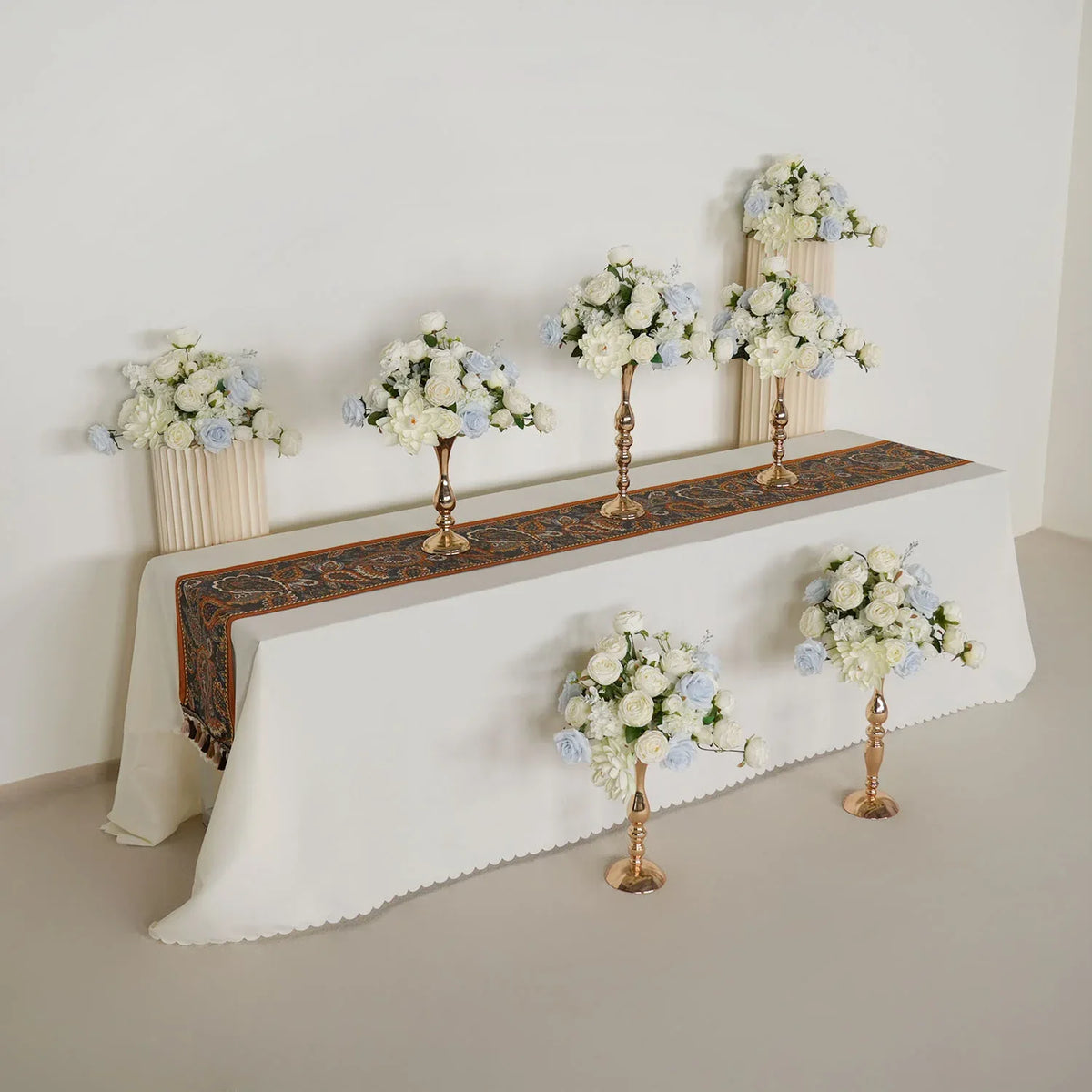 Uflower White Rose Wedding Table Centerpiece Flower Arrangement MD80041-01 - Uflower
