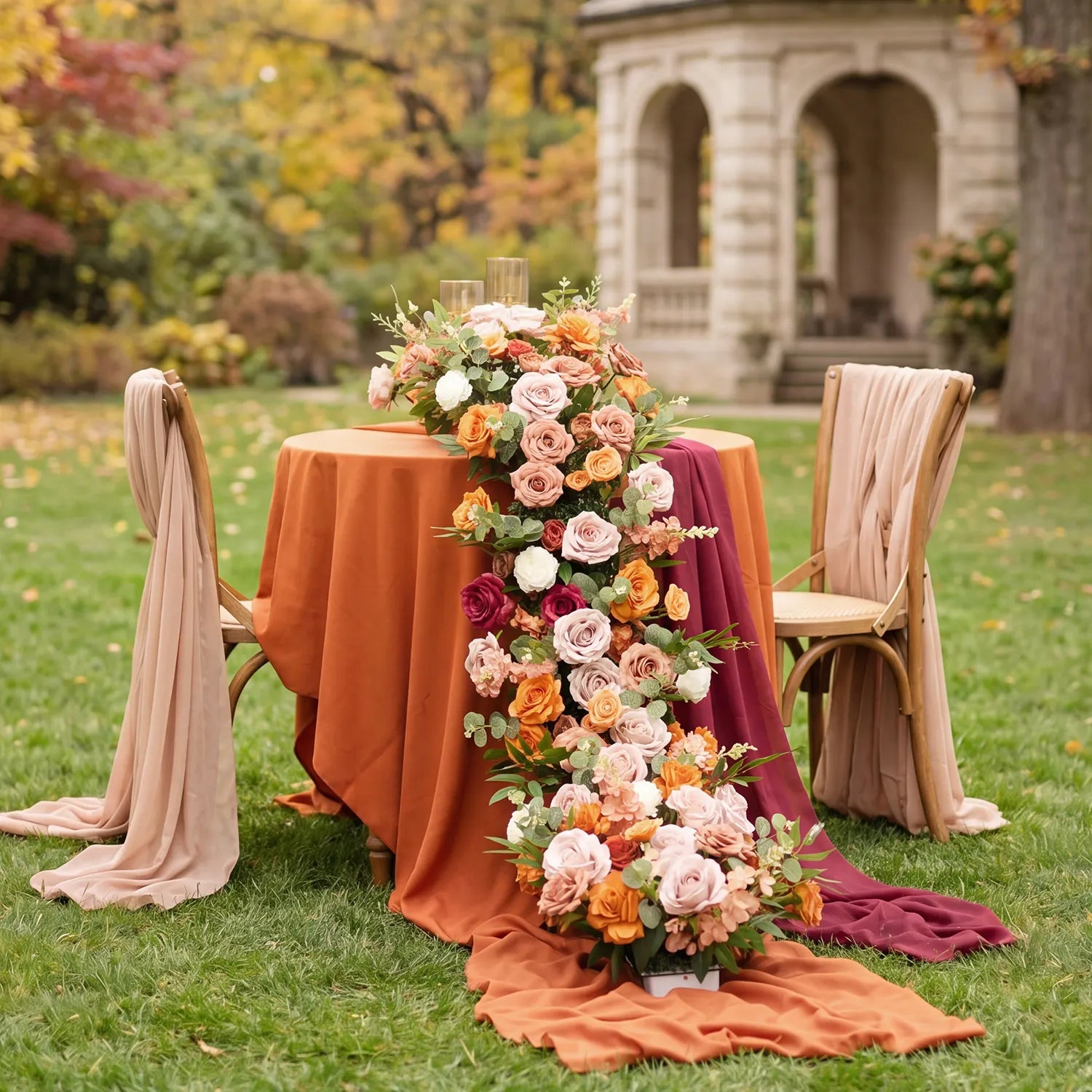 Uflower Mocha Table Runner Sofa Floral Wedding Party Backdrop Decor MC80386-01