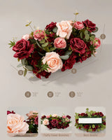 Uflower 50cm Burgundy Blush Rose Flower Row MC89010-03
