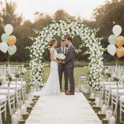 Uflower White Rose With Green Wedding Round Arch Decor SET80058 - Uflower