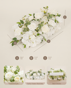 Uflower 50cm White Rose Greenery Flower Row MC89004-03