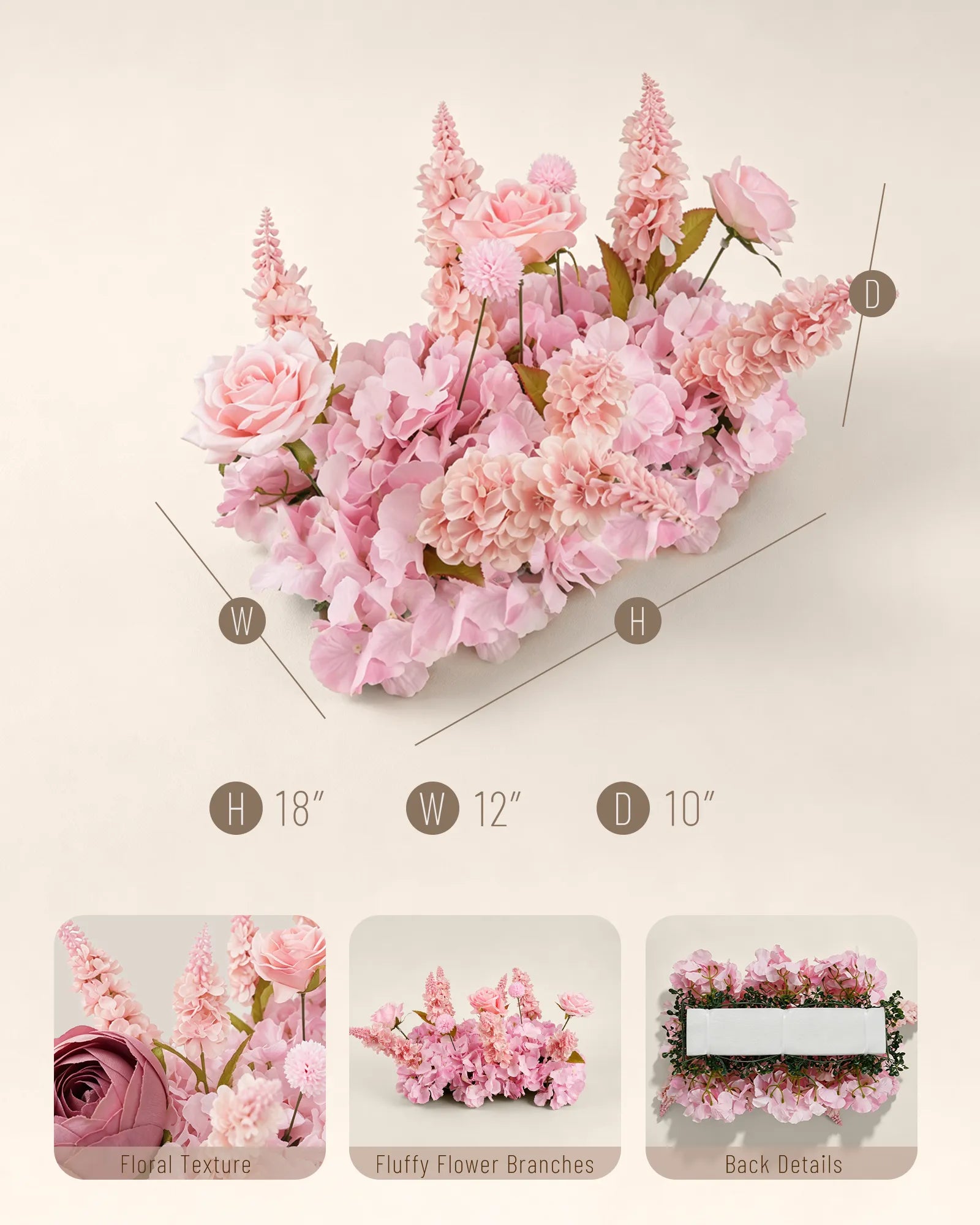 Uflower 50cm Mix Pink Rose Flower Row MC89006-03