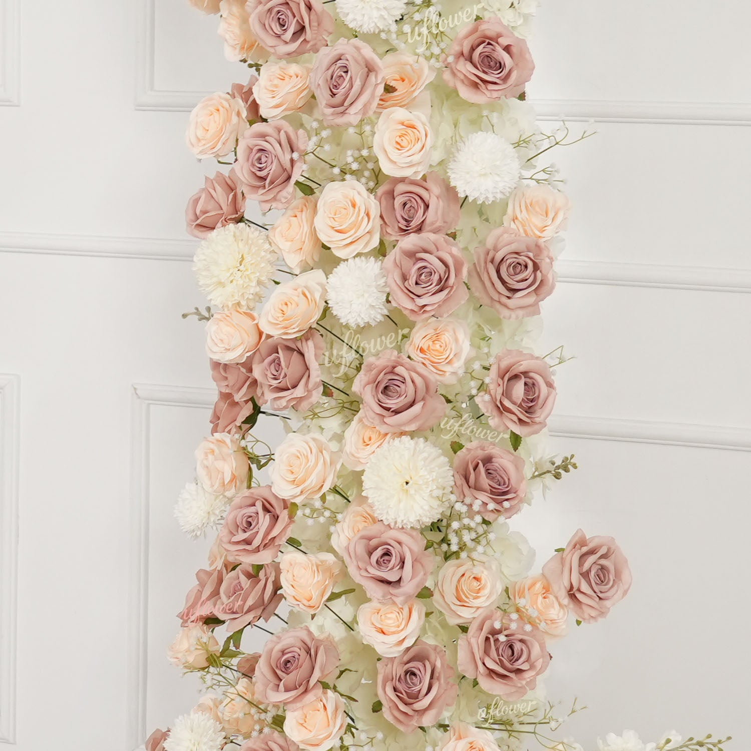 Uflower Champagne Horn Arch Baby's Breath Wedding Backdrop Party Event Decor Props SET80223