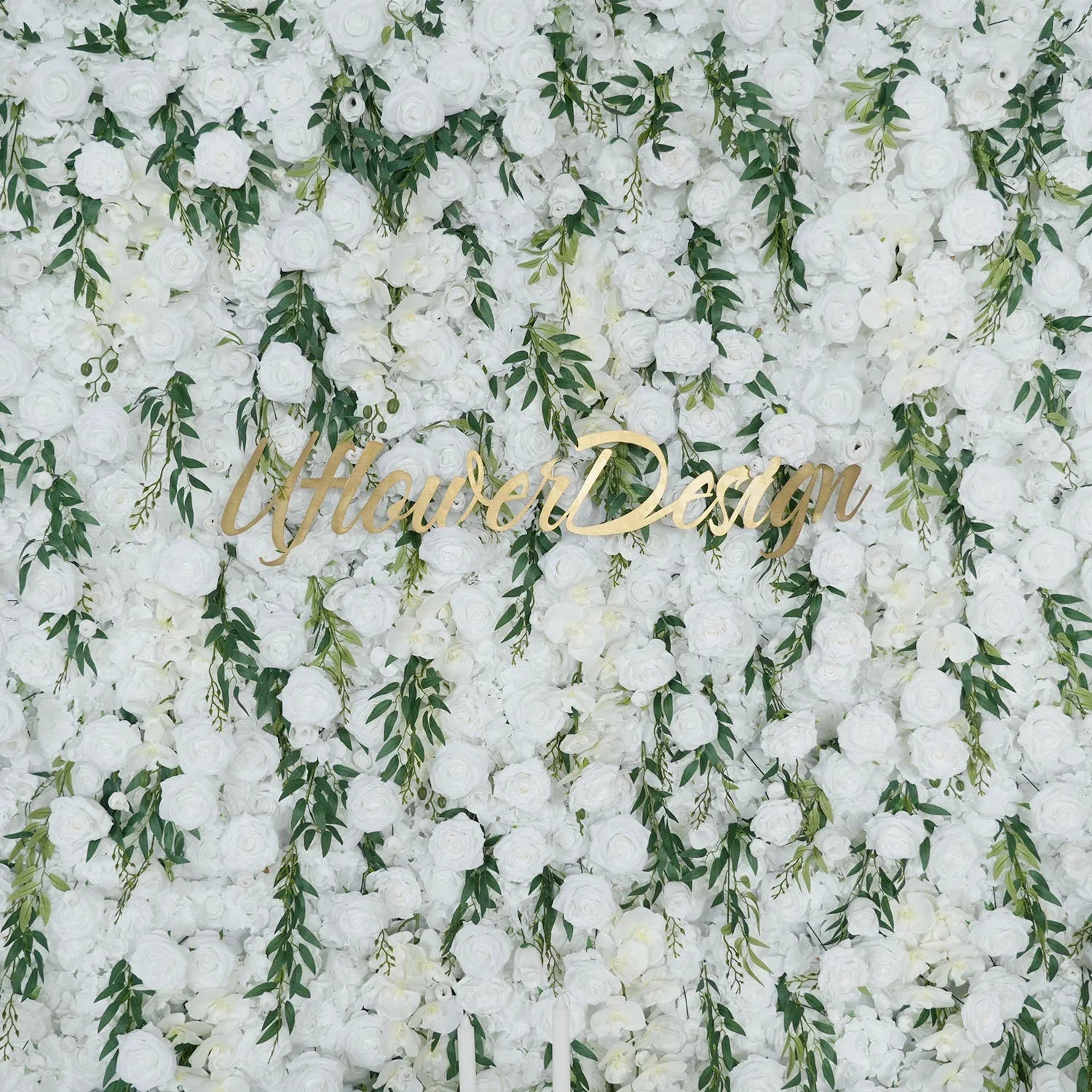 Uflower Artificial White Rose 5D Wedding Flower Wall SET80095 - Uflower