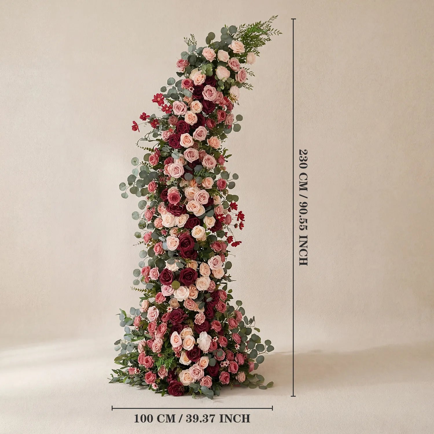 Uflower Pink Red Rose Floral Horn Arch Wedding Party Backdrop Decor SET80229