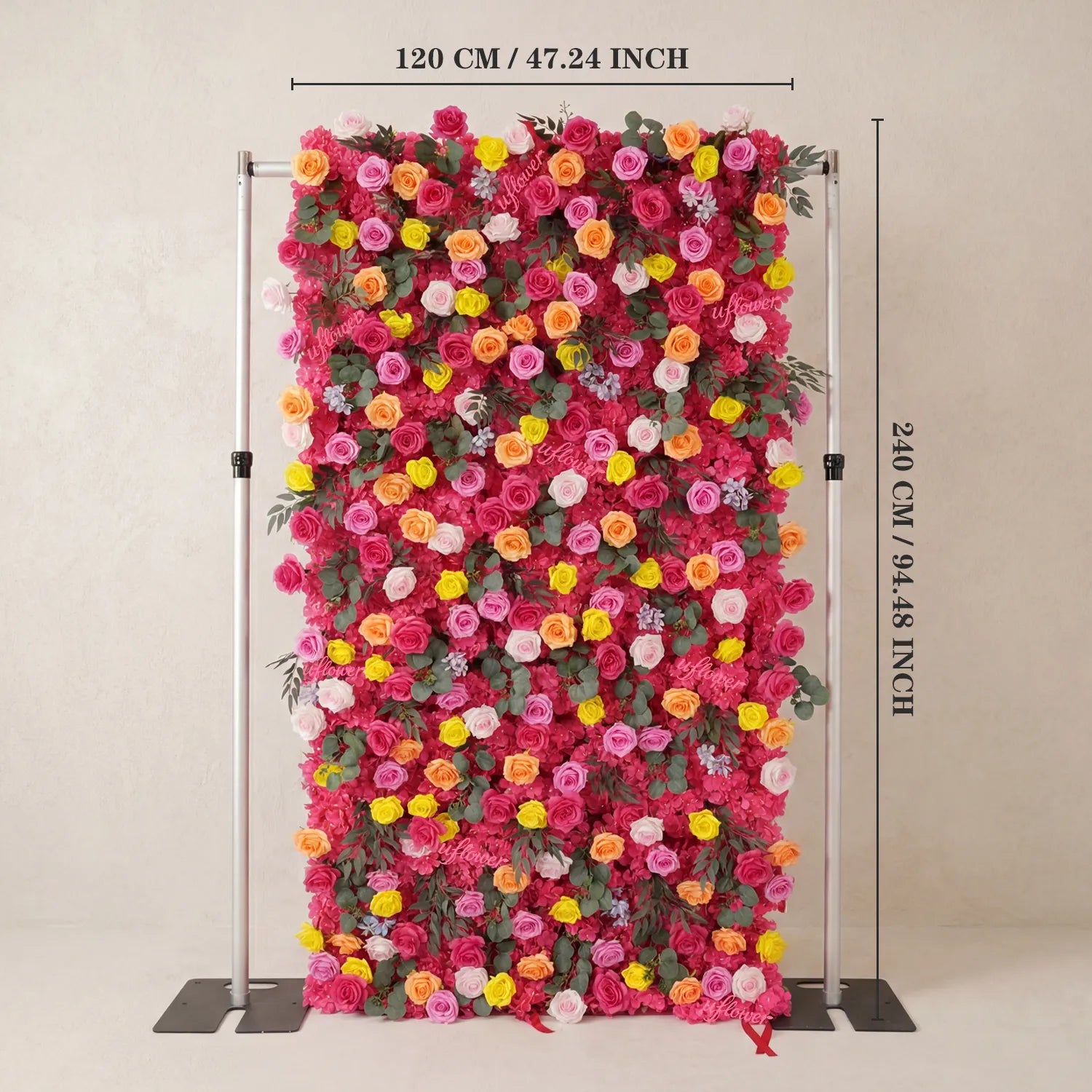 Uflower Coral Rose & Orange Floral Wall Wedding Backdrop Birthday Party Decor SET80240