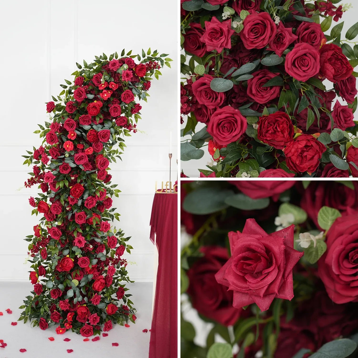 Uflower Red Rose Floral Arch Wedding Backdrop Decor SET80090 - Uflower