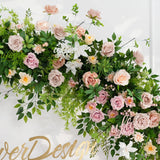 Uflower Pink Rose Green Leaf Hang Flower Floor Floral Wedding Party Event Props SET80148 - Uflower