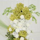 Uflower Artificial Green White Hydrangea Rose Flower Row Wedding KT Backdrop Decor SET80205 - Uflower