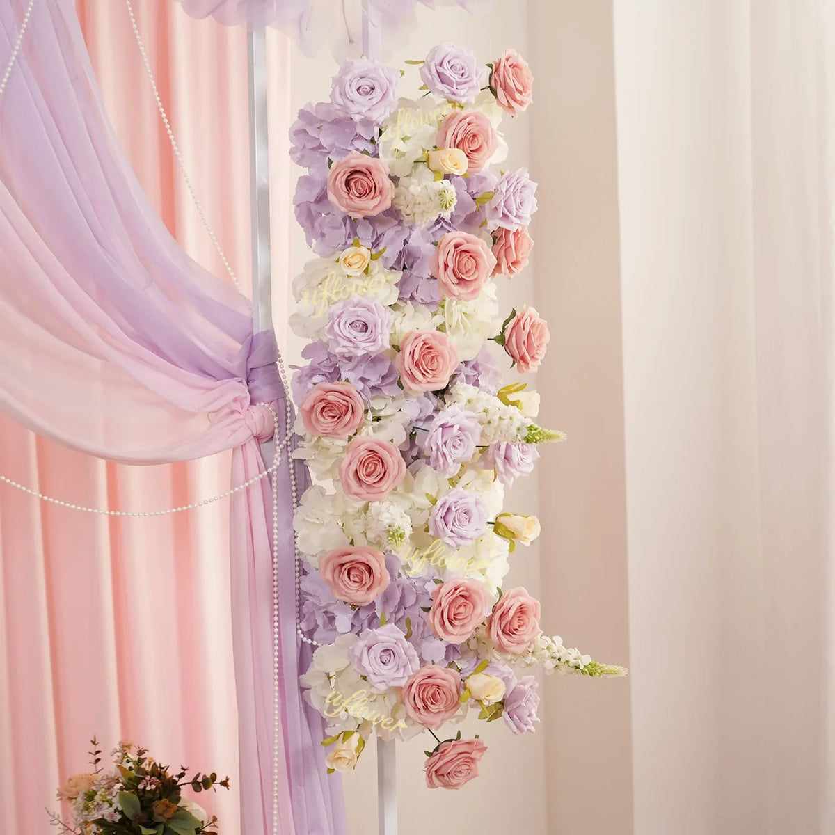 Uflower Purple Pink Floral Arrangement Wedding Arch Backdrop Party Flower Row Decor SET80197 - Uflower