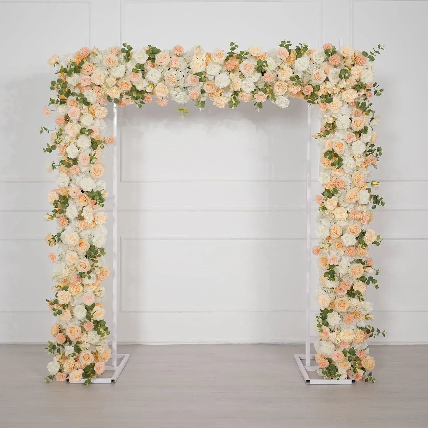 Uflower Champagne Rose Floral Square Arch Wedding Party Backdrop Decoration SET80173 - Uflower
