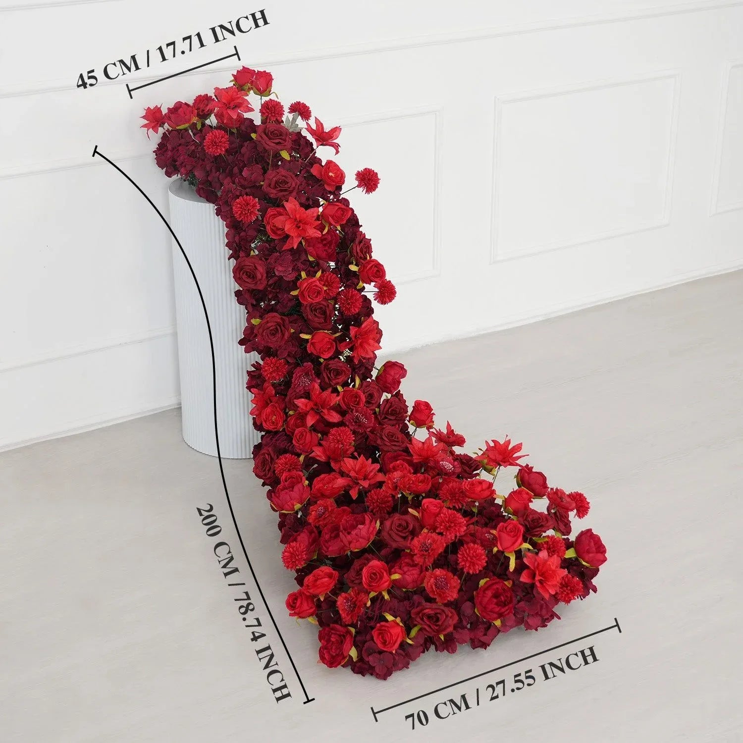 Uflower Dark Red Rose Flower Row Decor KT Board Wedding Arrangement Props SET80210 - Uflower