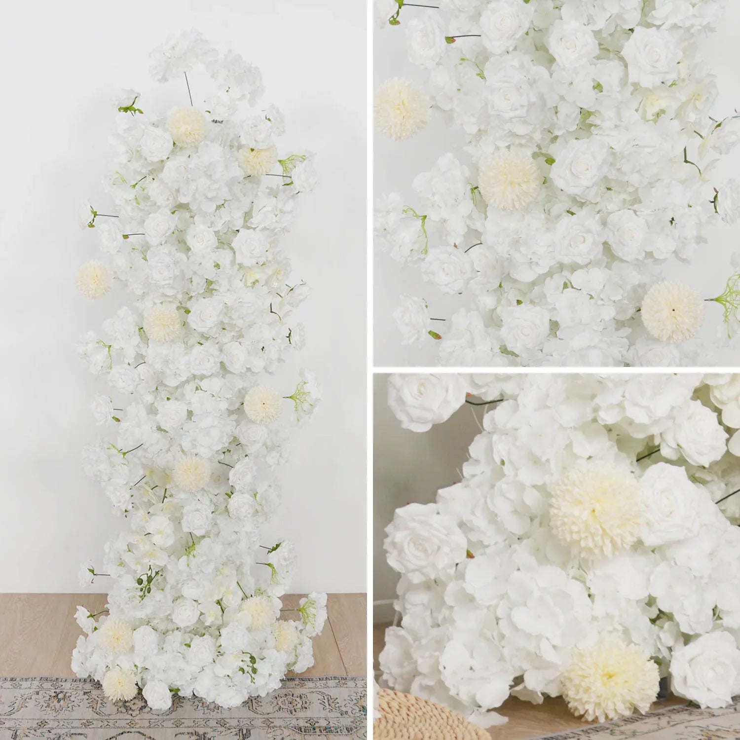 Artificial White Rose Wedding KT Backdrop Flower Row Decor SET80071 - Uflower