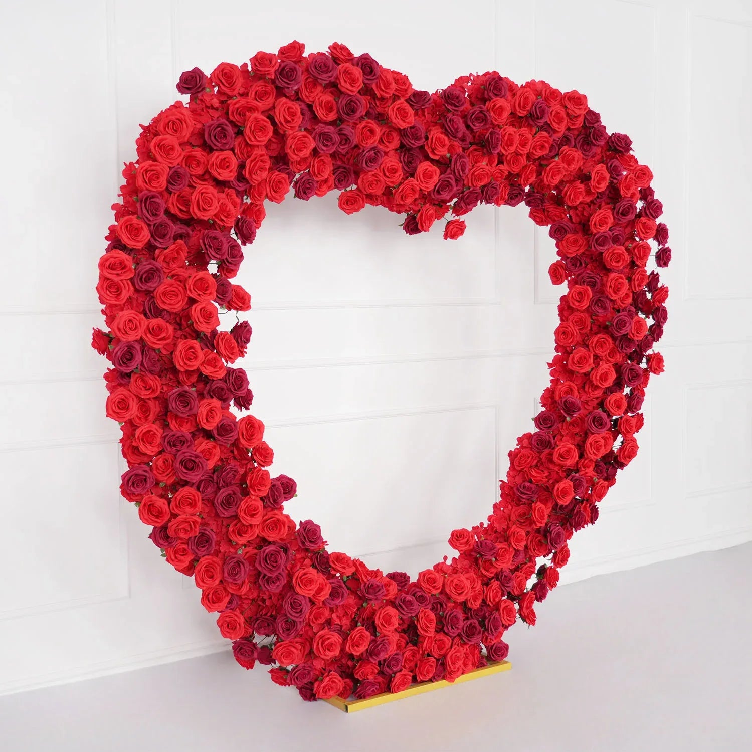 Uflower Luxury Red Rose Floral Arrangement Cloth Base Heart-Shaped Arch Props MC80130-01 - Uflower