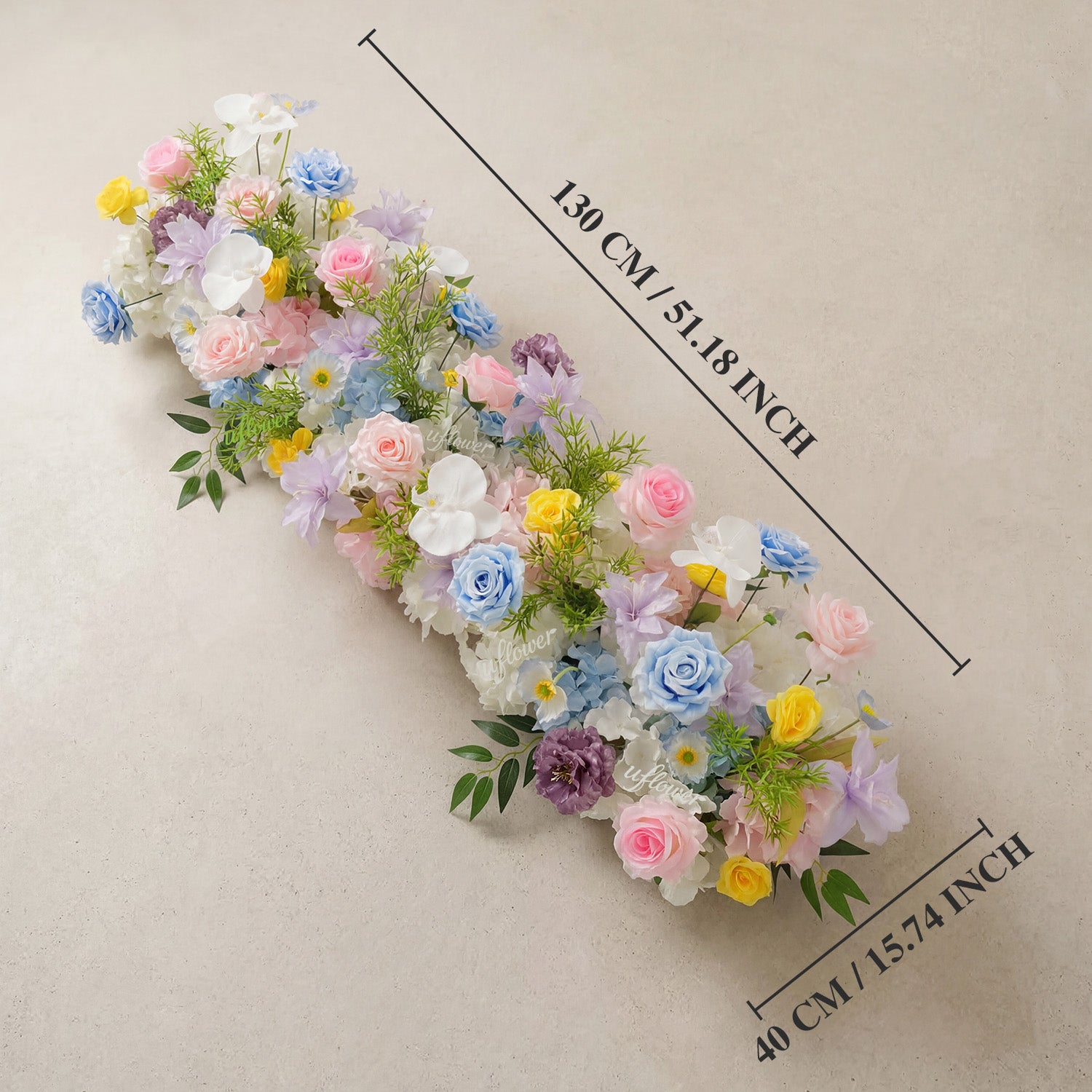 Uflower Pastel Table Runner Sofa Floral Wedding Backdrop Decor SET80246