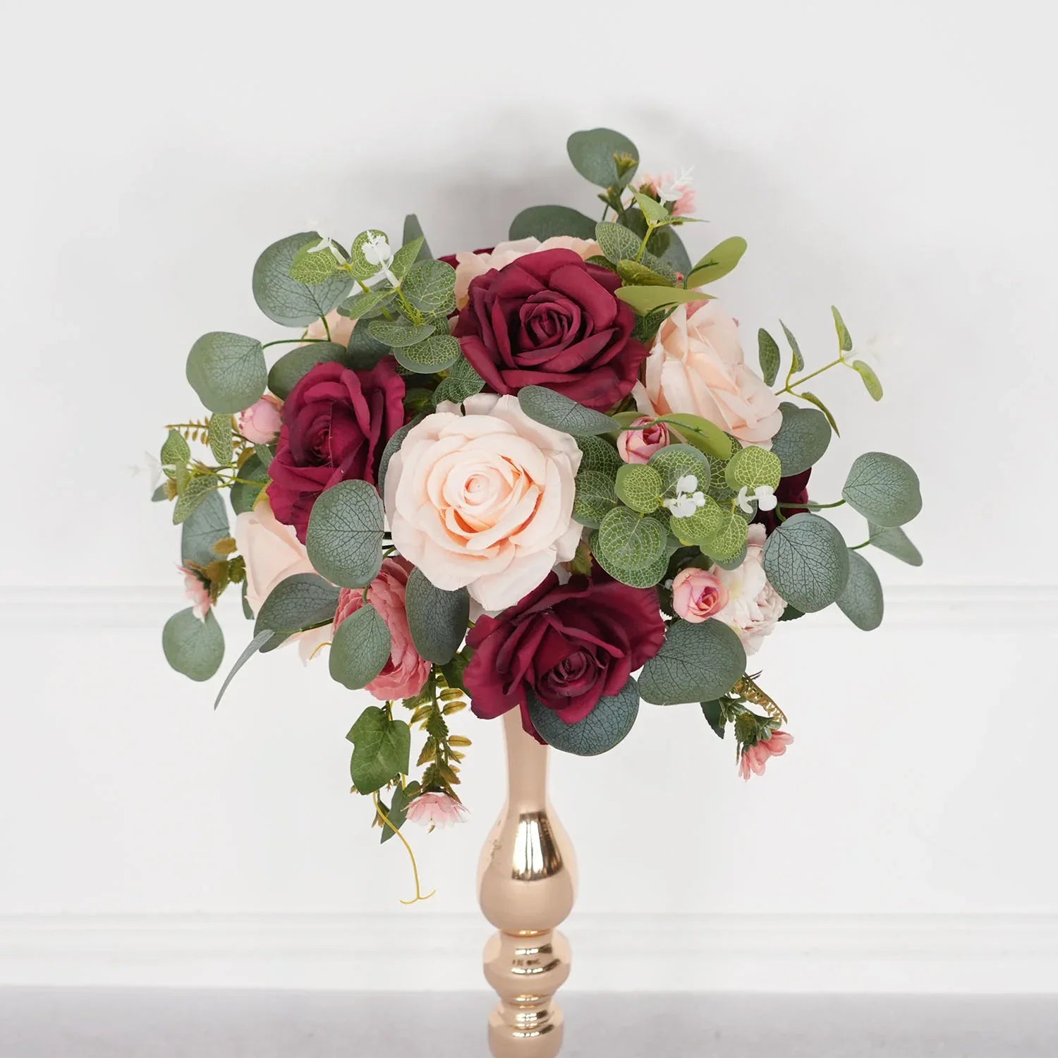 Uflower Red Rose Green Leaf Table Centerpieces Floral Ball Wedding Decoration MB80064-01 - Uflower