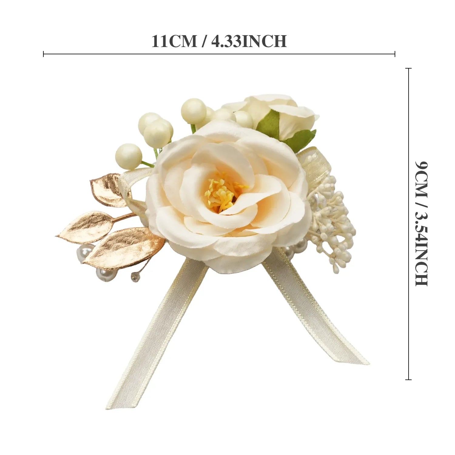 Uflower Champagne Series Bride Bouquet Wrist Corsage Groom Boutonniere Wedding Event Supplies SET80080-10 - Uflower