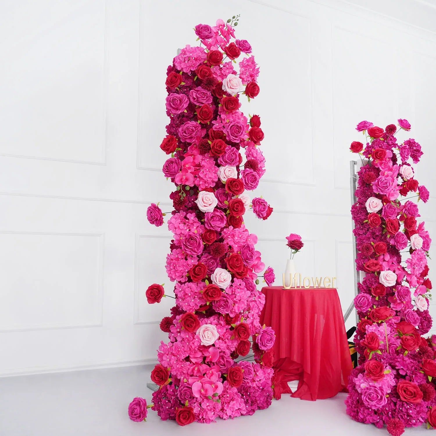 Artificial Rose Red Wedding KT Background Decor Flower Row SET80094 - Uflower