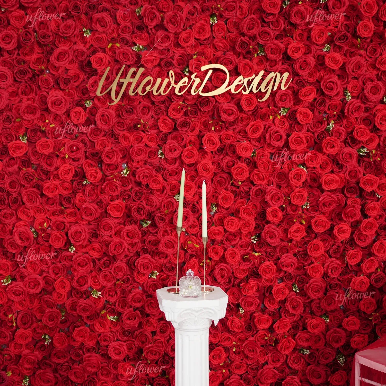 Uflower Red Rose Flower Wall Backdrop Wedding Party Decoration SET80200 - Uflower
